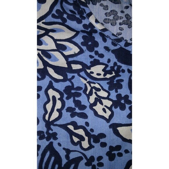STS Sail to Sable Blue‎ Floral Top Tunic Puff Sleeve Blouse 100% Cotton Size L - Picture 8 of 8